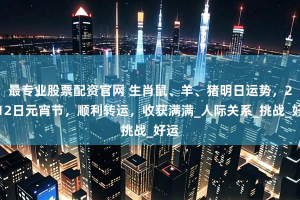 最专业股票配资官网 生肖鼠、羊、猪明日运势，2月12日元宵节，顺利转运，收获满满_人际关系_挑战_好运